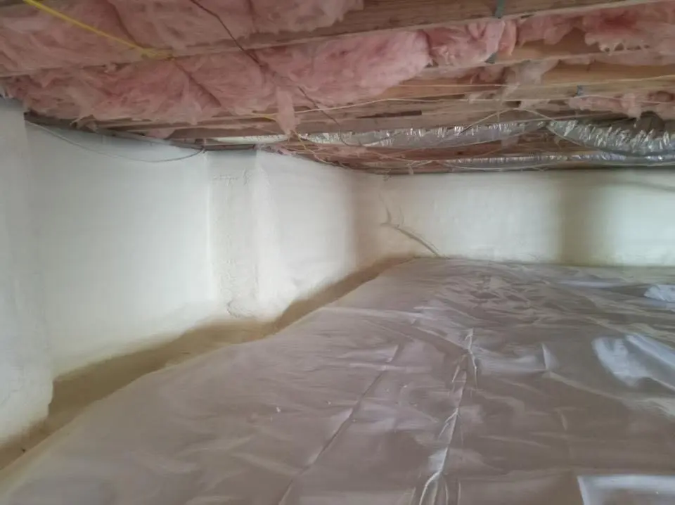 Crawl space encapsulation with closed-cell spray foam for Flat Roof Repair in North Strabane